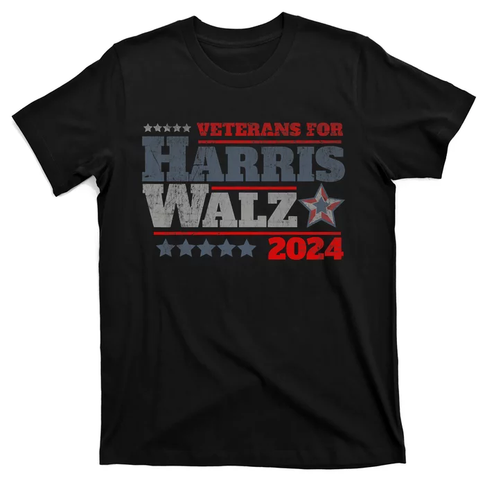 Retro Veterans For Kamala Harris Tim Walz 2024 Harris Waltz T-Shirt