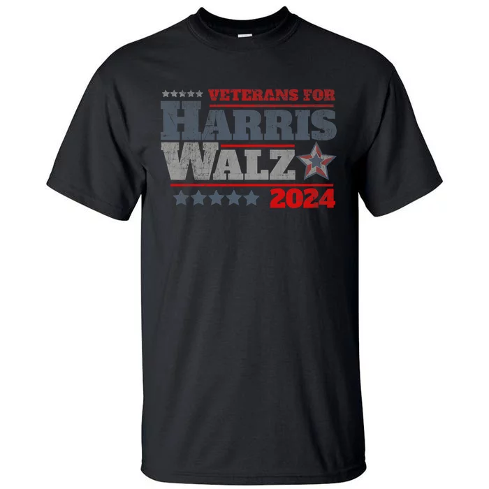 Retro Veterans For Kamala Harris Tim Walz 2024 Harris Waltz Tall T-Shirt