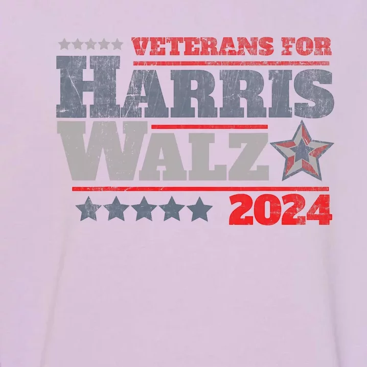 Retro Veterans For Kamala Harris Tim Walz 2024 Harris Waltz Garment-Dyed Sweatshirt