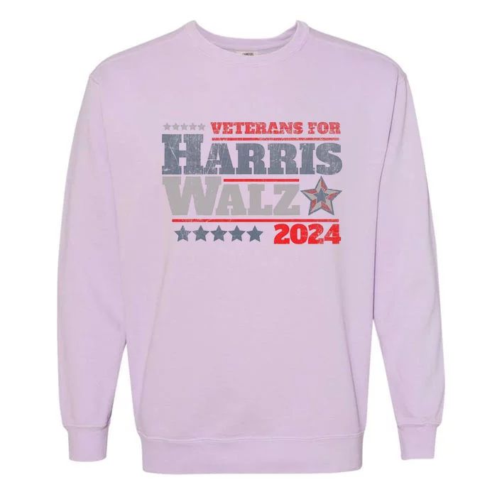 Retro Veterans For Kamala Harris Tim Walz 2024 Harris Waltz Garment-Dyed Sweatshirt