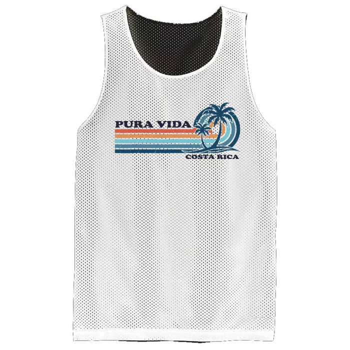 Retro Vintage Family Vacation Costa Rica Pura Vida Mesh Reversible Basketball Jersey Tank