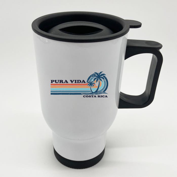 Retro Vintage Family Vacation Costa Rica Pura Vida Front & Back Stainless Steel Travel Mug