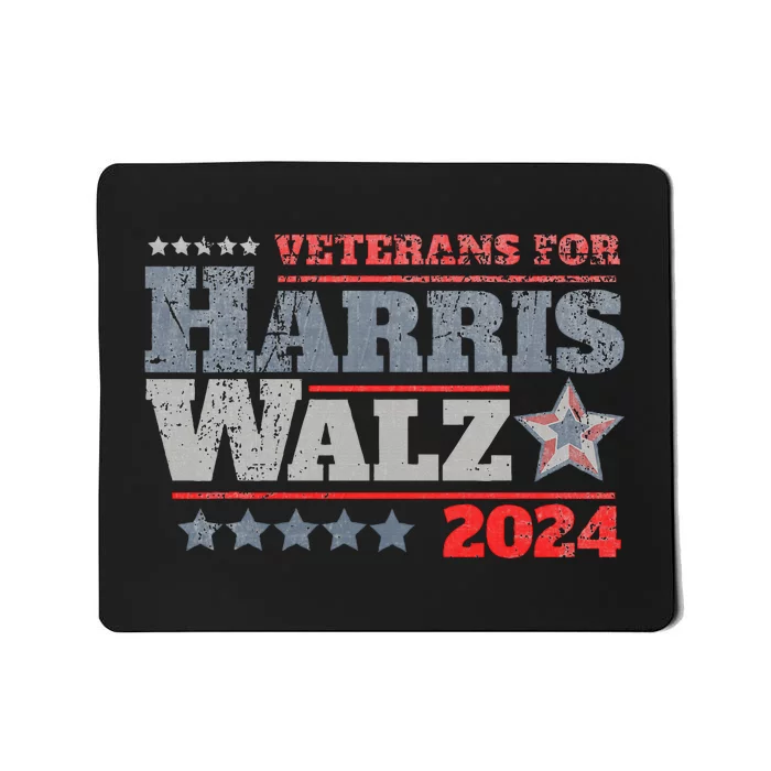 Retro Veterans For Kamala Harris Tim Walz 2024 Harris Waltz Mousepad