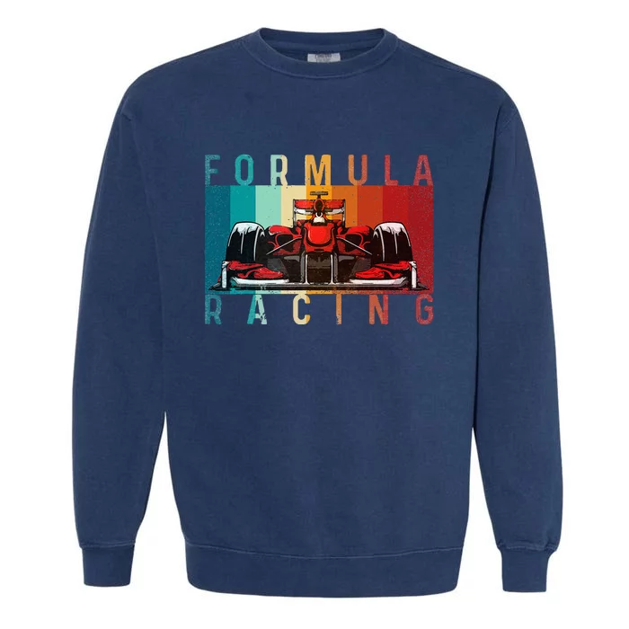 Retro Vintage Formula Racing Lovers Race Car Garment-Dyed Sweatshirt