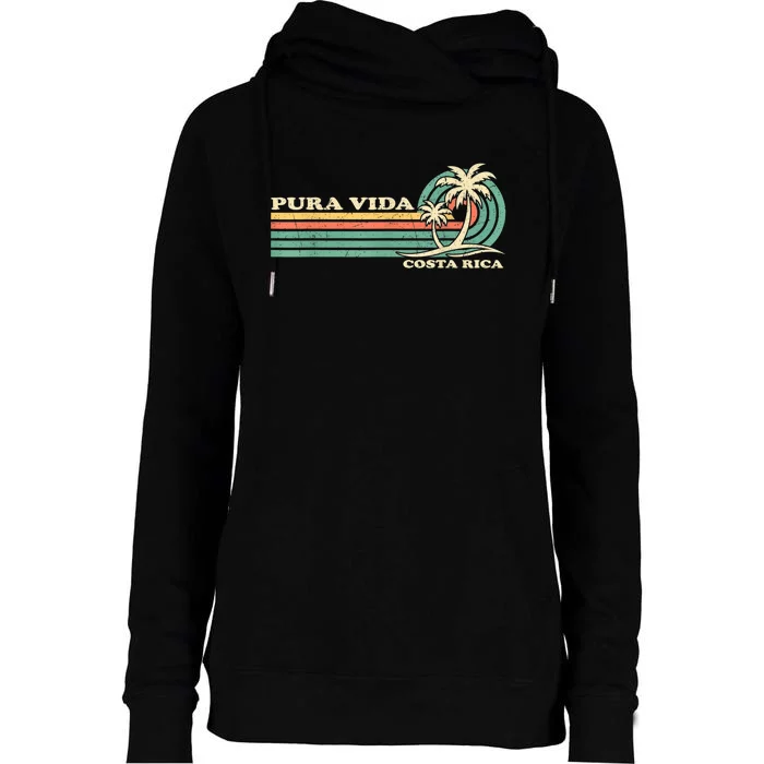 Retro Vintage Family Vacation Costa Rica Pura Vida Beach Womens Funnel Neck Pullover Hood