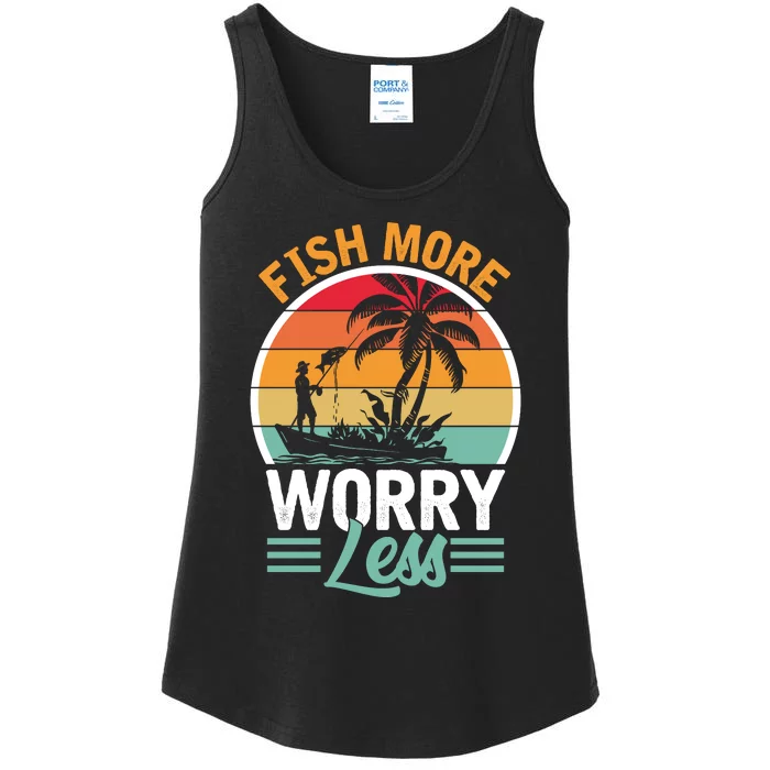 Retro Vintage Fishing Theme Print Ladies Essential Tank