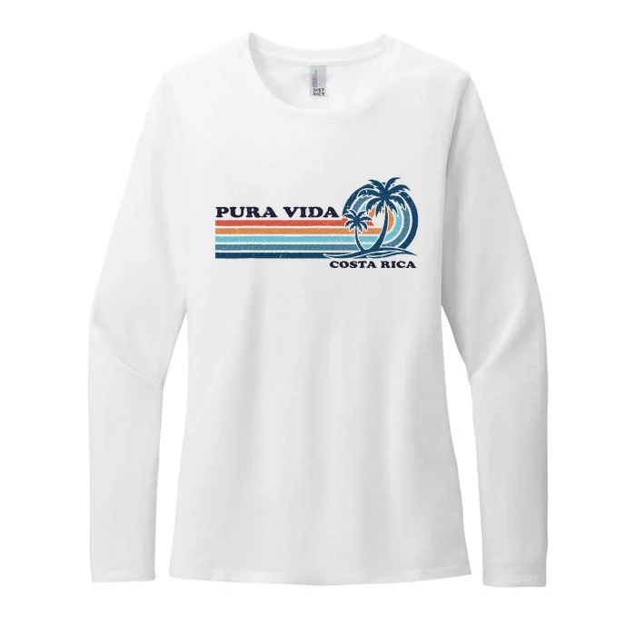 Retro Vintage Family Vacation Costa Rica Pura Vida Womens CVC Long Sleeve Shirt