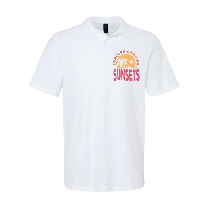 Retro Vintage Forever Chasing Sunsets Summer Vacation Outfit Softstyle Adult Sport Polo