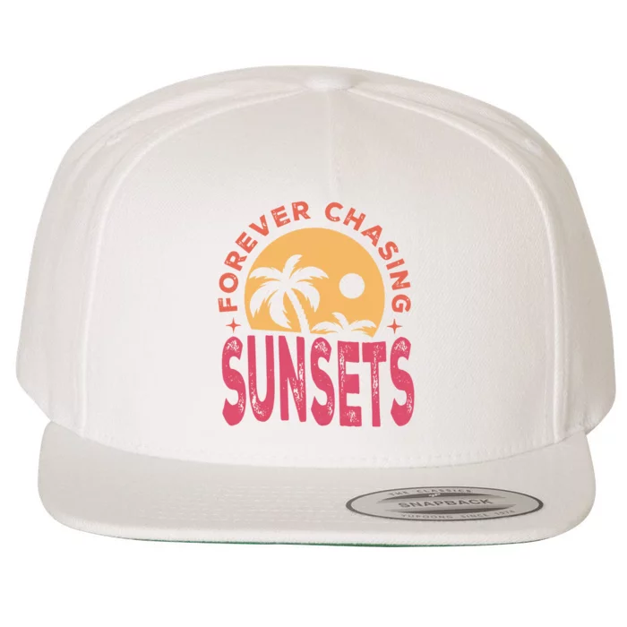 Retro Vintage Forever Chasing Sunsets Summer Vacation Outfit Wool Snapback Cap