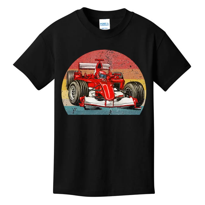 Retro Vintage Formula Racing Lovers Race Car Kids T-Shirt