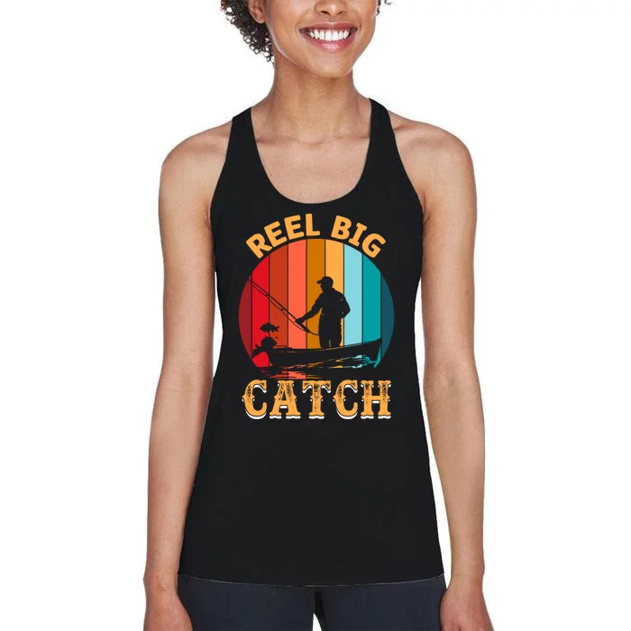 Retro Vintage Fishing Graphic Women's Racerback Tank