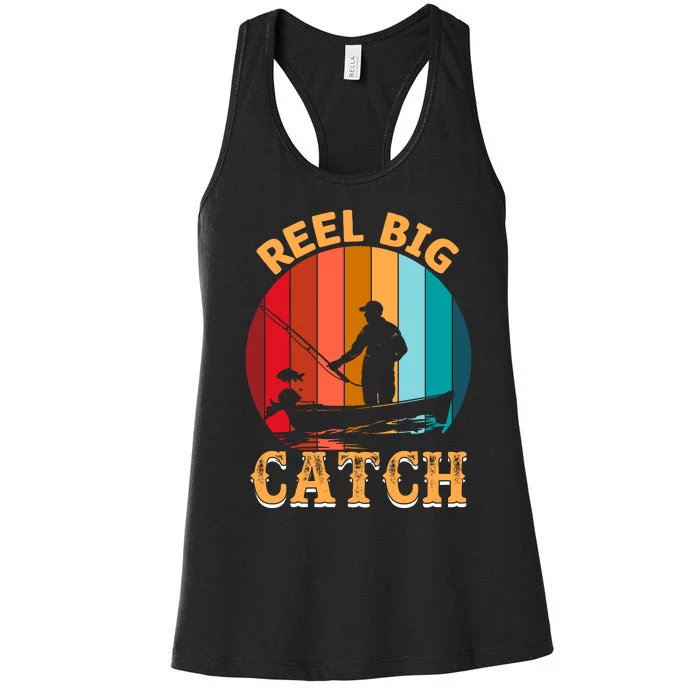 Retro Vintage Fishing Graphic Women's Racerback Tank