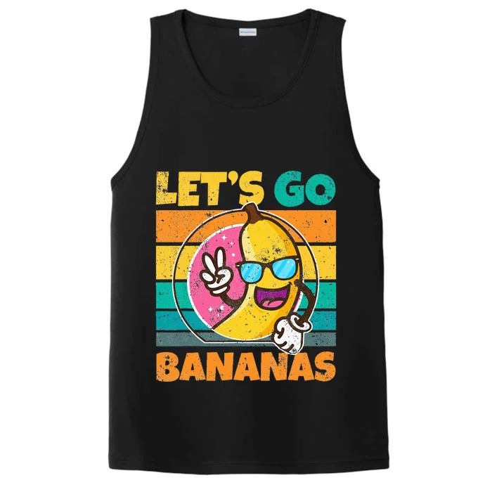 Retro Vintage Funny Banana Meme Let Go Banana Peace Bananas Performance Tank