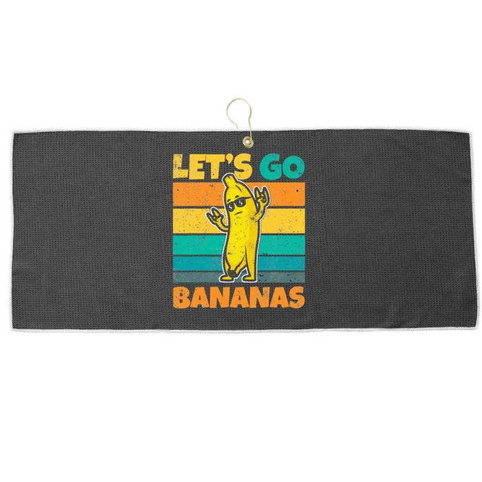 Retro Vintage Funny Banana Meme Let Go Banana Rocker Bananas Large Microfiber Waffle Golf Towel