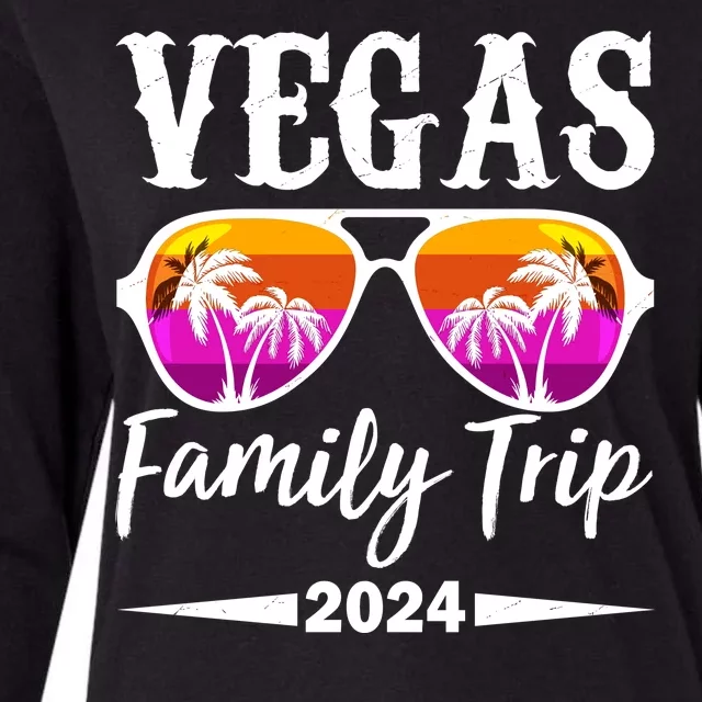 Retro Vegas Family Trip 2024 Womens Cotton Relaxed Long Sleeve T-Shirt