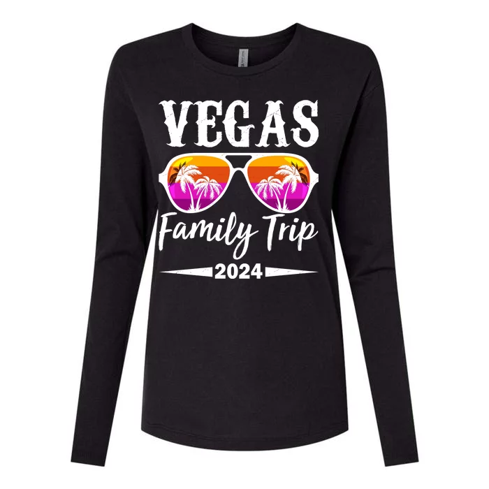 Retro Vegas Family Trip 2024 Womens Cotton Relaxed Long Sleeve T-Shirt