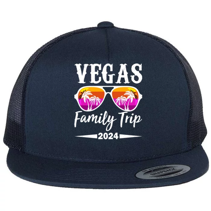 Retro Vegas Family Trip 2024 Flat Bill Trucker Hat