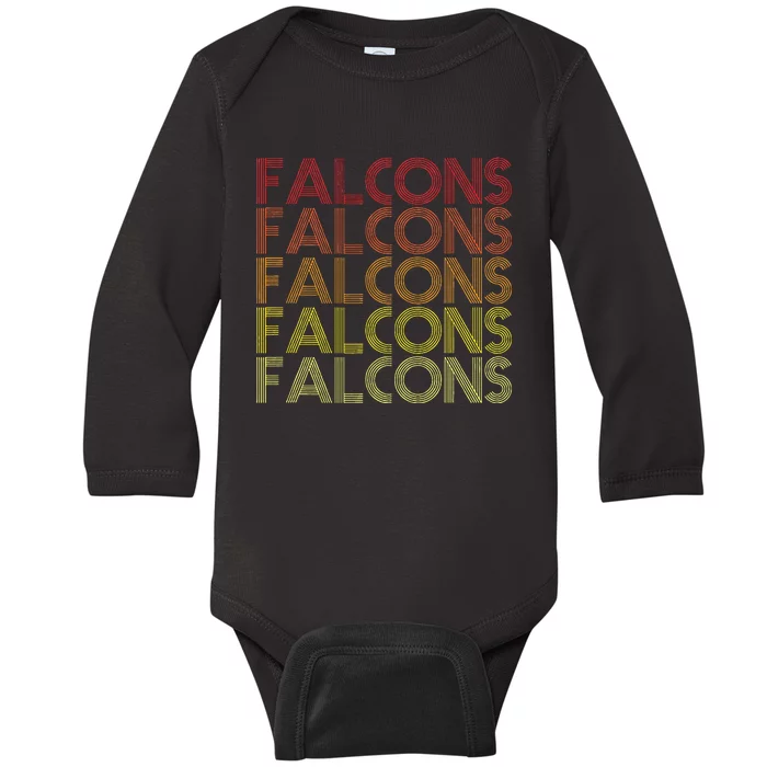 Retro Vintage Falcons Baby Long Sleeve Bodysuit