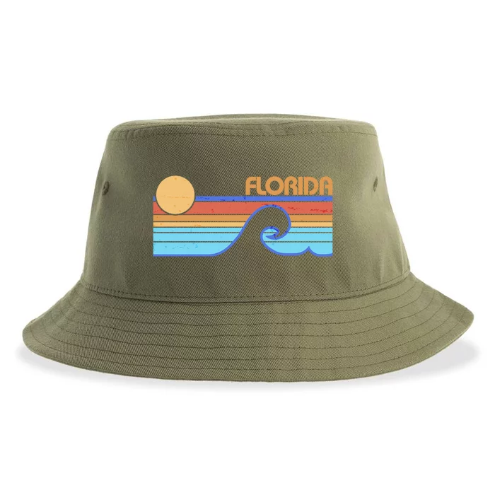 Retro Vintage Florida Sunset Wave Sustainable Bucket Hat