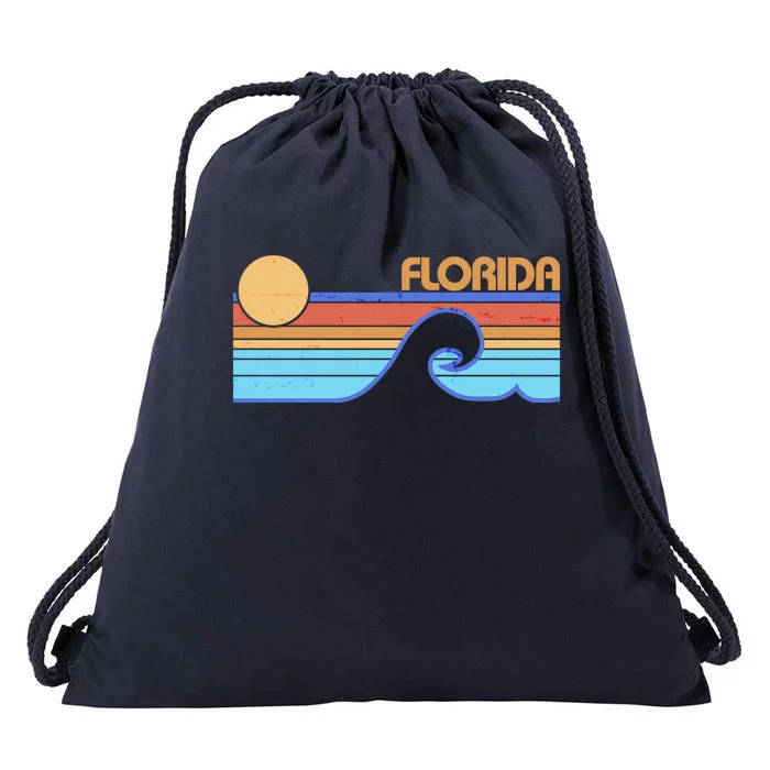 Retro Vintage Florida Sunset Wave Drawstring Bag