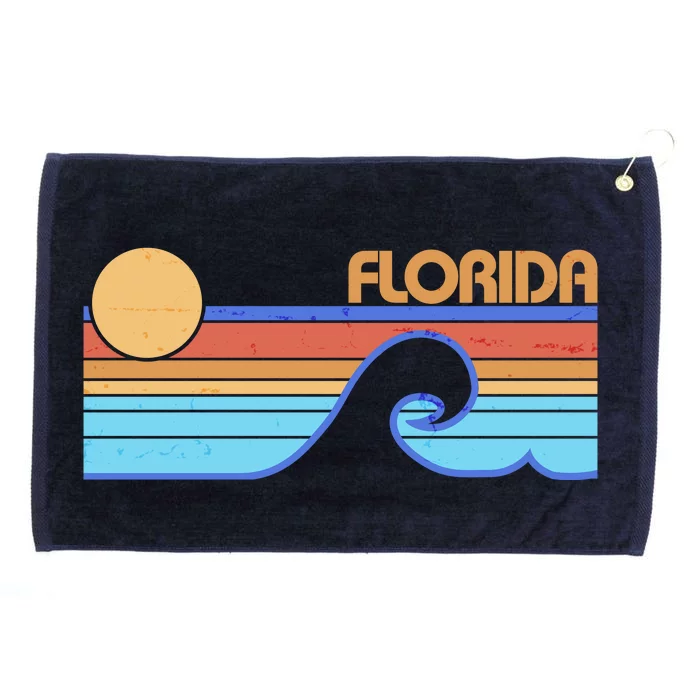 Retro Vintage Florida Sunset Wave Grommeted Golf Towel