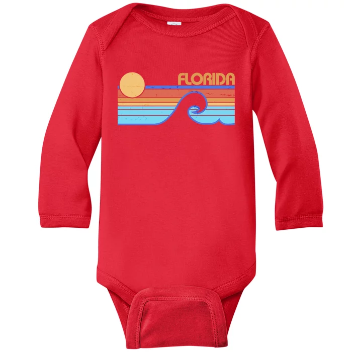 Retro Vintage Florida Sunset Wave Baby Long Sleeve Bodysuit