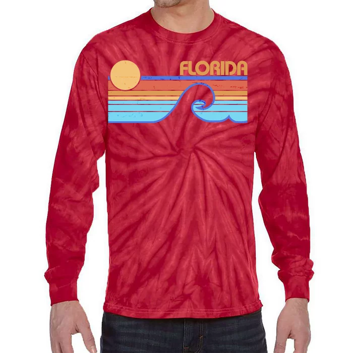 Retro Vintage Florida Sunset Wave Tie-Dye Long Sleeve Shirt