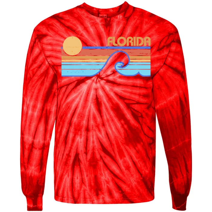 Retro Vintage Florida Sunset Wave Tie-Dye Long Sleeve Shirt