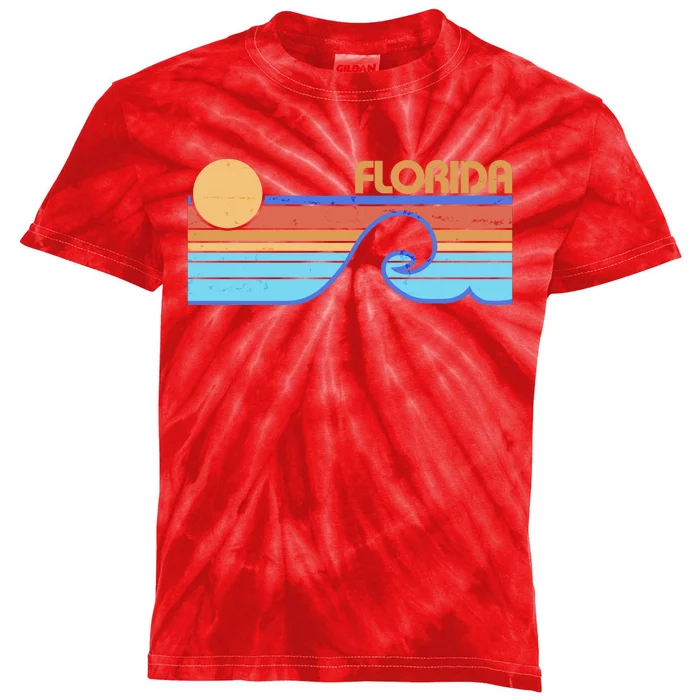 Retro Vintage Florida Sunset Wave Kids Tie-Dye T-Shirt