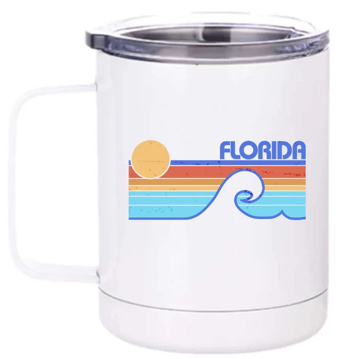 Retro Vintage Florida Sunset Wave Front & Back 12oz Stainless Steel Tumbler Cup