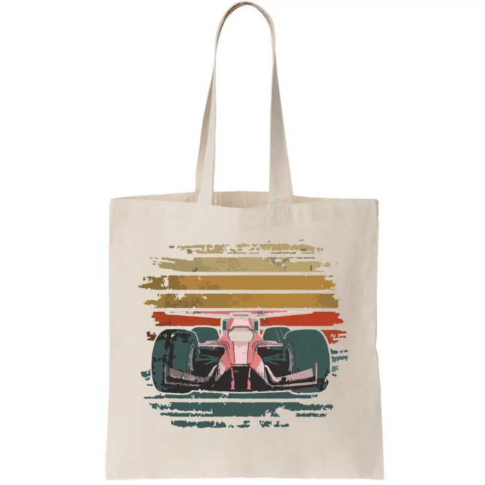 Retro Vintage Formula Racing Lovers Silhouette Race Car Fan Tote Bag