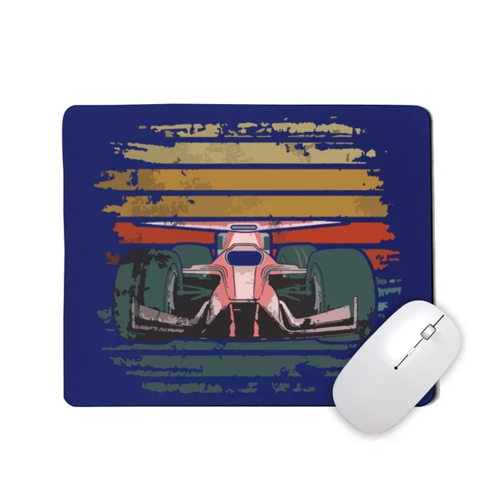 Retro Vintage Formula Racing Lovers Silhouette Race Car Fan Mousepad