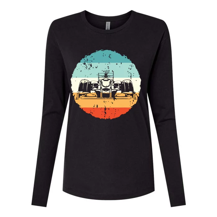 Retro Vintage Formula Racing Lovers Silhouette Race Car Fan Womens Cotton Relaxed Long Sleeve T-Shirt