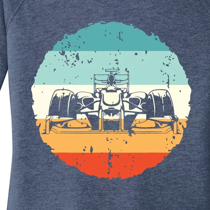 Retro Vintage Formula Racing Lovers Silhouette Race Car Fan Women's Perfect Tri Tunic Long Sleeve Shirt