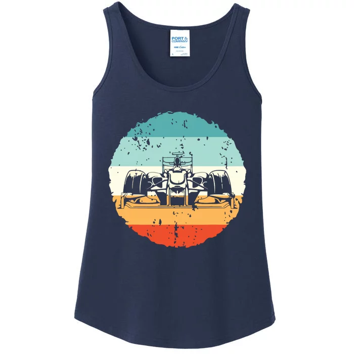 Retro Vintage Formula Racing Lovers Silhouette Race Car Fan Ladies Essential Tank