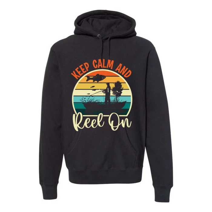 Retro Vintage Fishing Motif Premium Hoodie