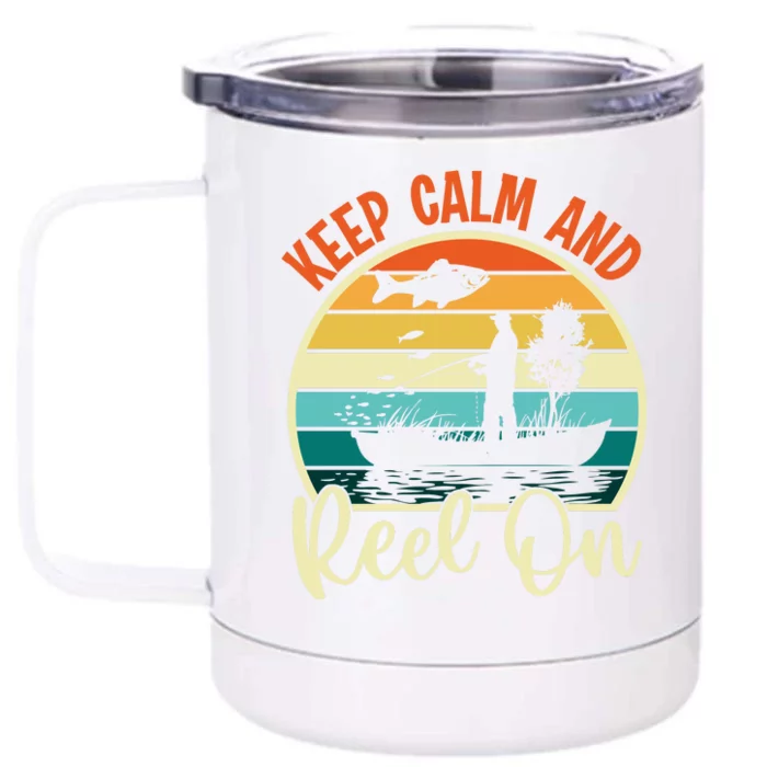 Retro Vintage Fishing Motif Front & Back 12oz Stainless Steel Tumbler Cup