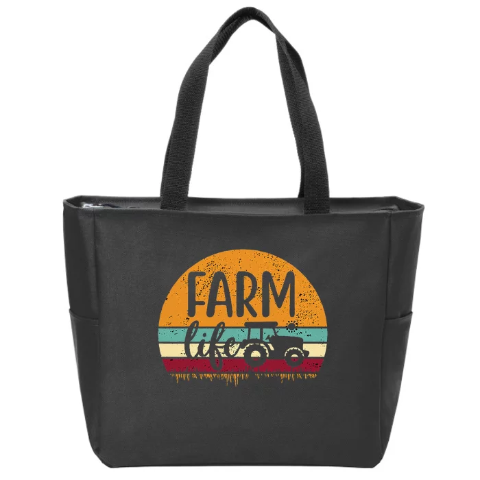 Retro Vintage Farm Life Farming Tractor Family Farmer Gift Zip Tote Bag