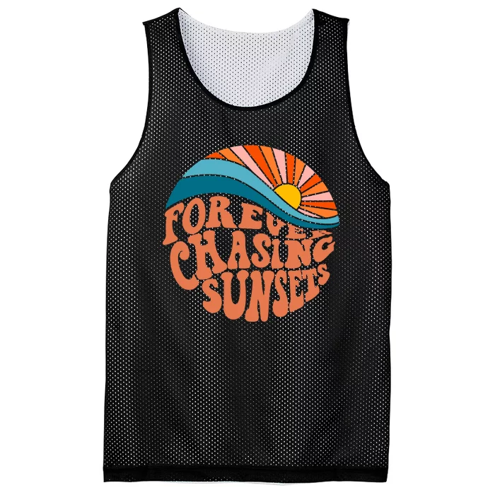 Retro Vintage Forever Chasing Sunsets Aesthetic Mesh Reversible Basketball Jersey Tank