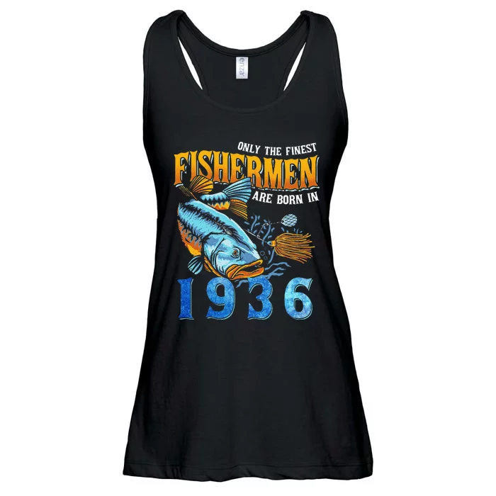 Retro Vintage Fisherman Are Born In 1936 Fishing Birthday Ladies Essential Flowy Tank