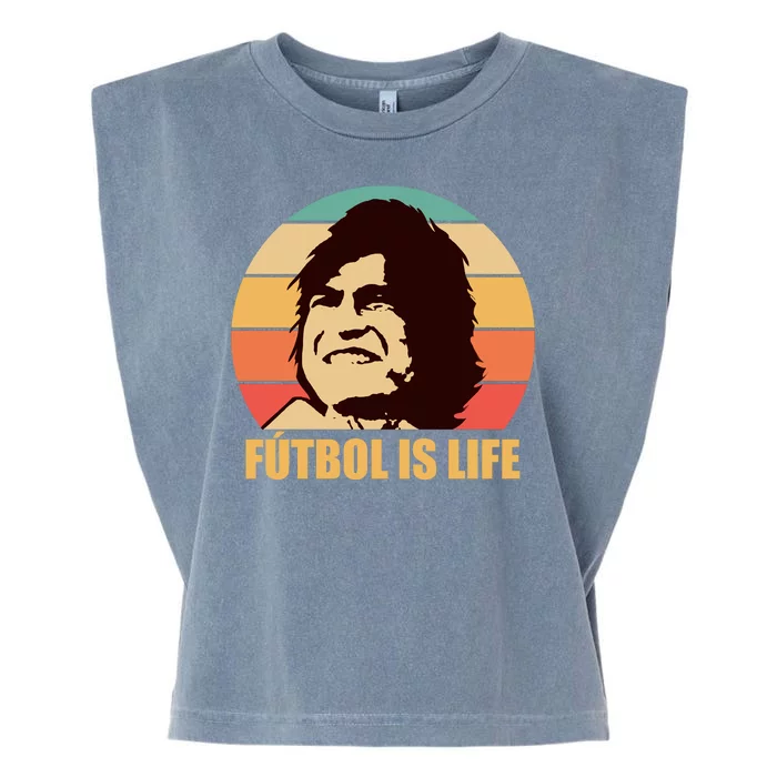 Retro Vintage Futbol Is Life Garment-Dyed Women's Muscle Tee