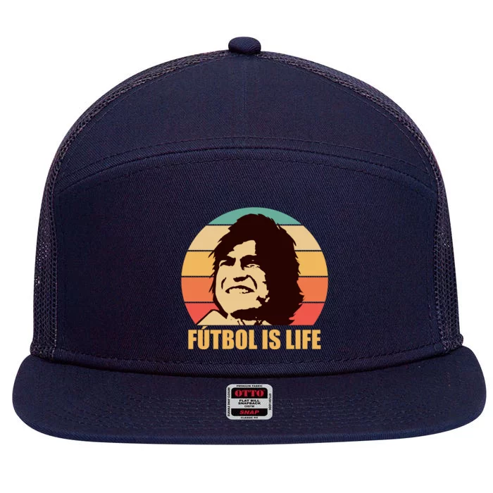 Retro Vintage Futbol Is Life 7 Panel Mesh Trucker Snapback Hat