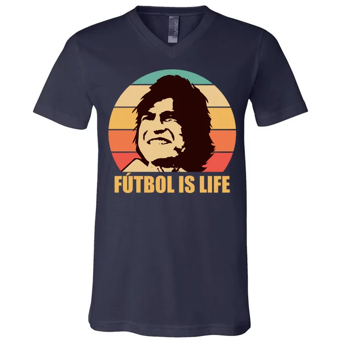 Retro Vintage Futbol Is Life V-Neck T-Shirt