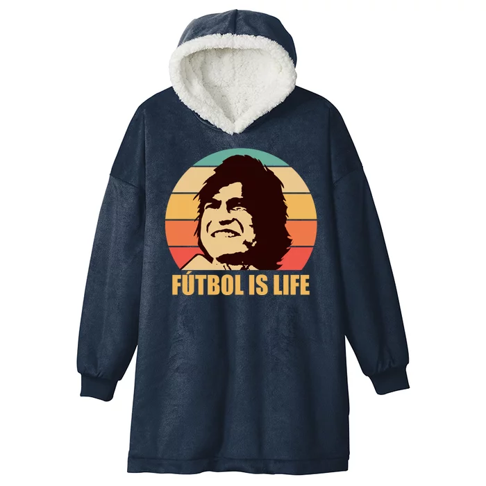 Retro Vintage Futbol Is Life Hooded Wearable Blanket