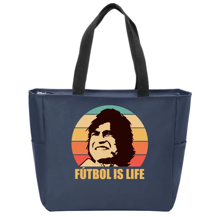 Retro Vintage Futbol Is Life Zip Tote Bag