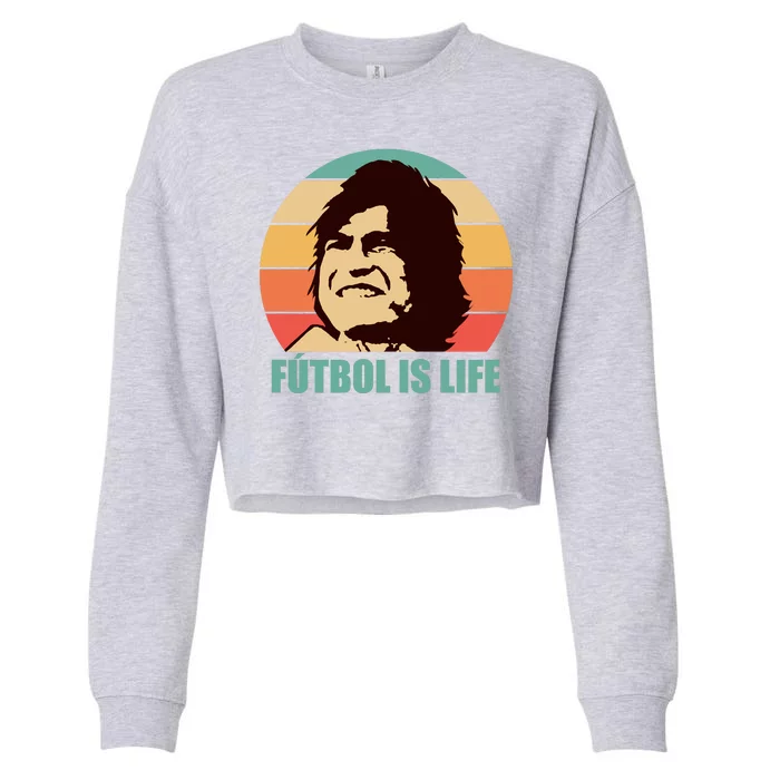 Retro Vintage Futbol Is Life Cropped Pullover Crew