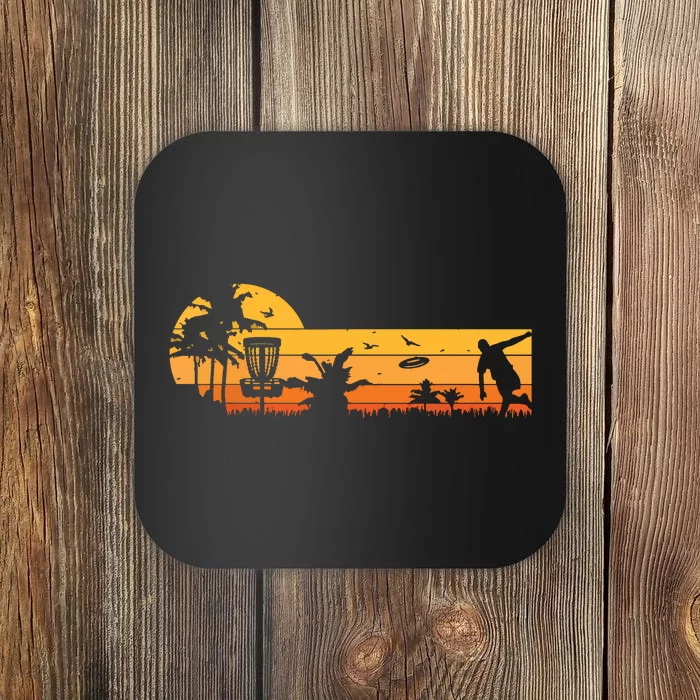 Retro Vintage Frisbee Golf Player Design | Disc Golf Coaster