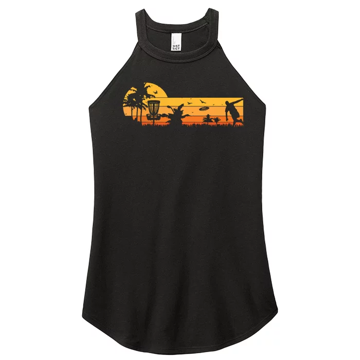 Retro Vintage Frisbee Golf Player Design | Disc Golf Women’s Perfect Tri Rocker Tank