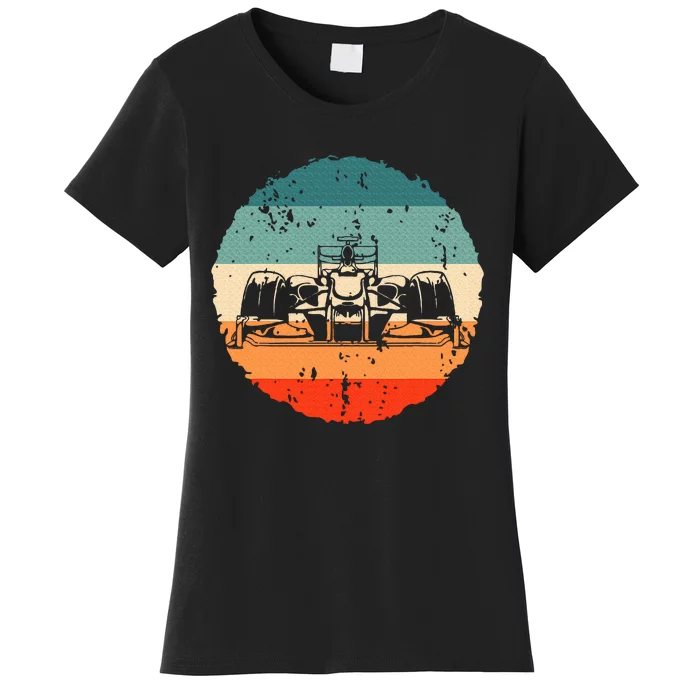 Retro vintage Formula Racing Lovers Silhouette Race Car fan Women's T-Shirt