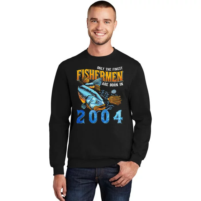 Retro Vintage Fisherman Are Born In 2004 Fishing Birthday Sweatshirt